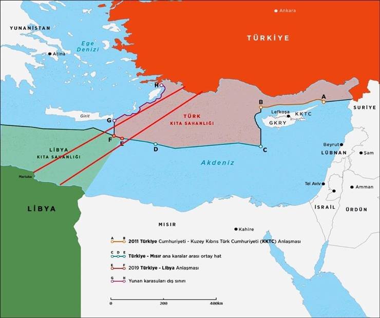 اليونان ومصر وقبرص تعارض ترسيم الحدود الذي أقره البرلمان..
إسرائيل تهاجم الاتفاق البحري التركي الليبي